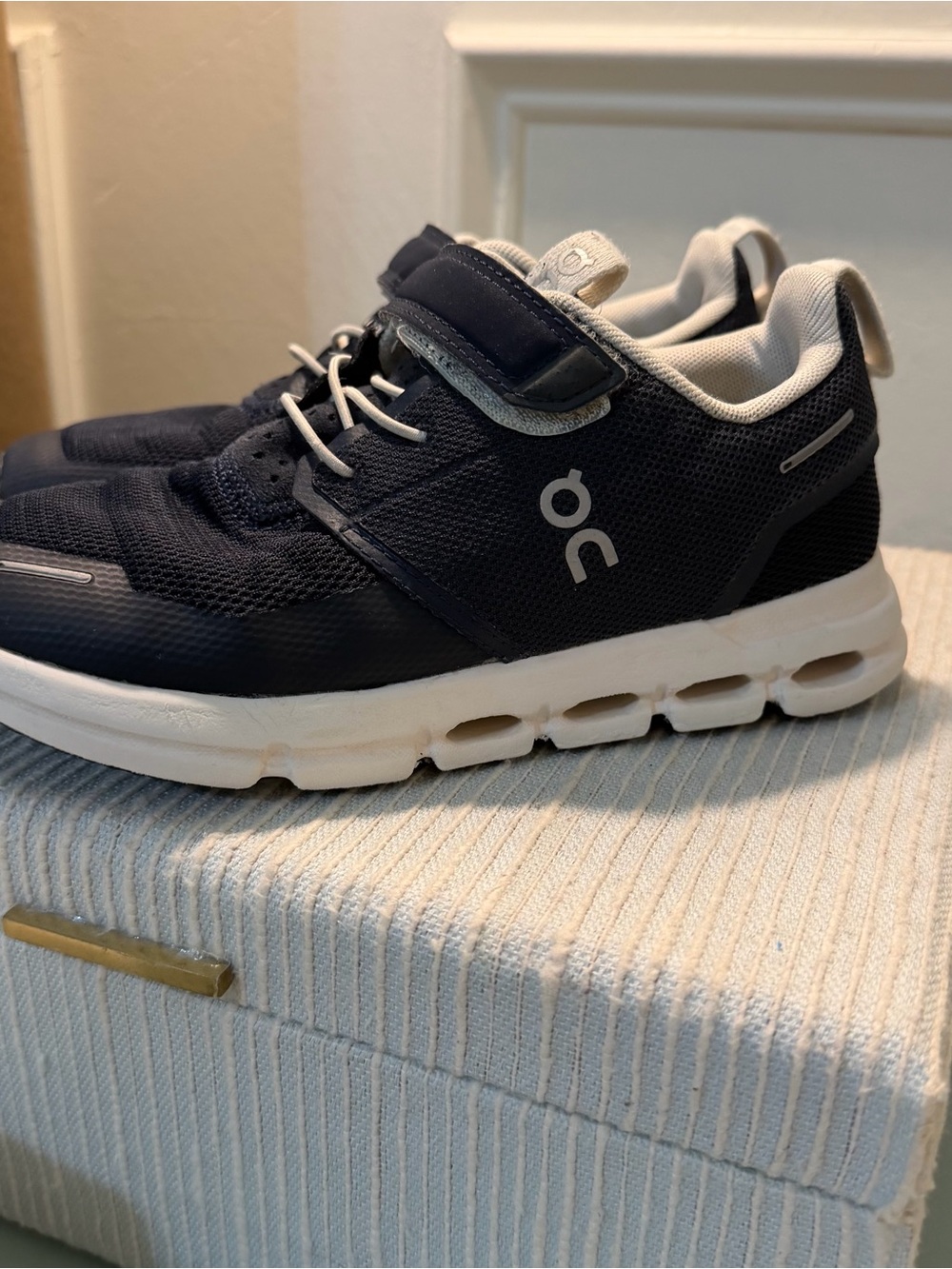 On Running Navy and White Kids' Sneakers